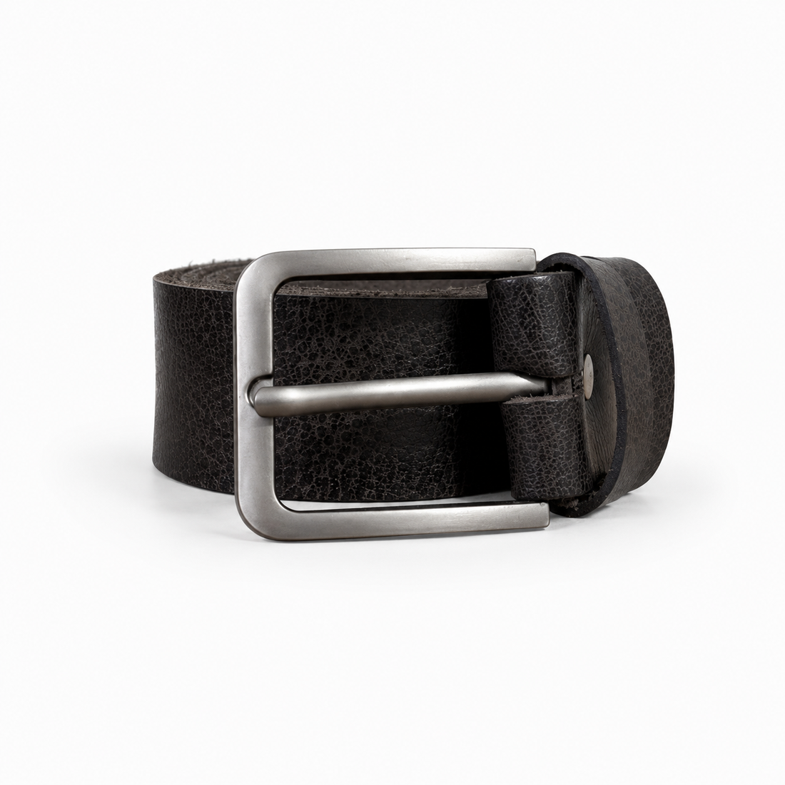 Black Casual Textured Leather Belt