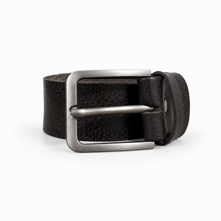 Black Casual Textured Leather Belt
