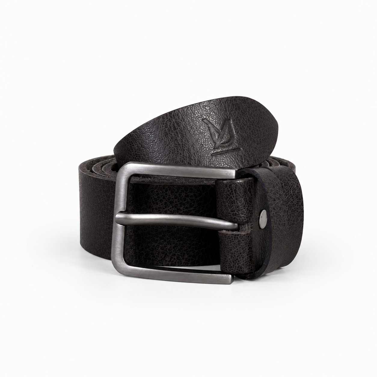 Black Casual Textured Leather Belt