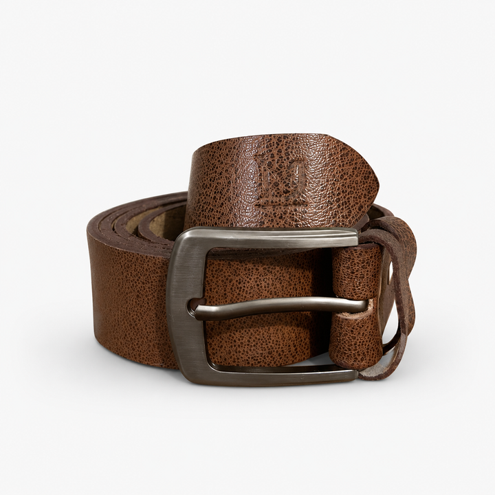 Brown Casual Textured Leather Belt