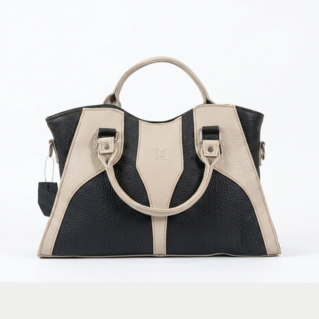 DualTone Elegance Leather Bag