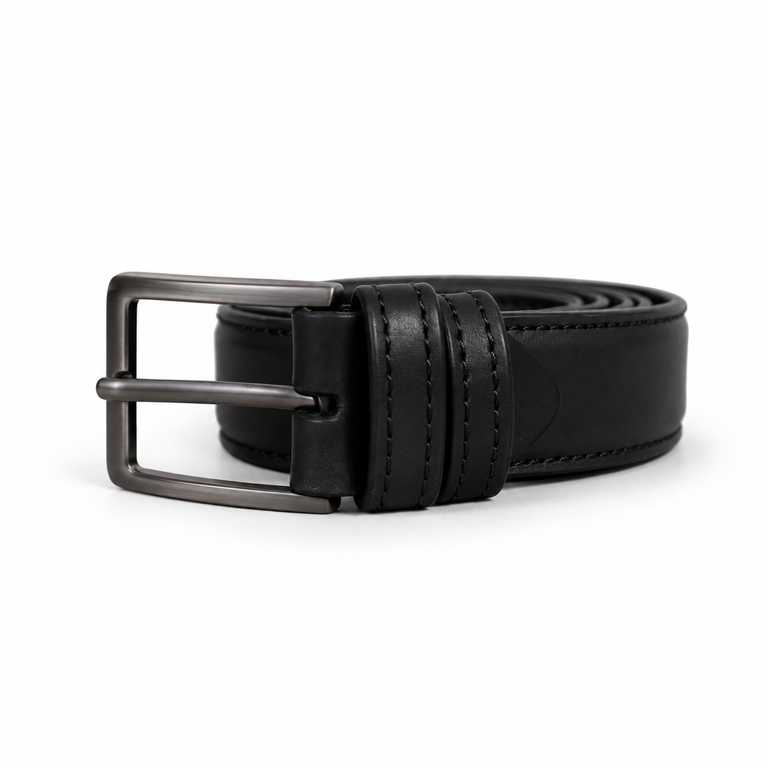 Matte Black Formal Leather Belt