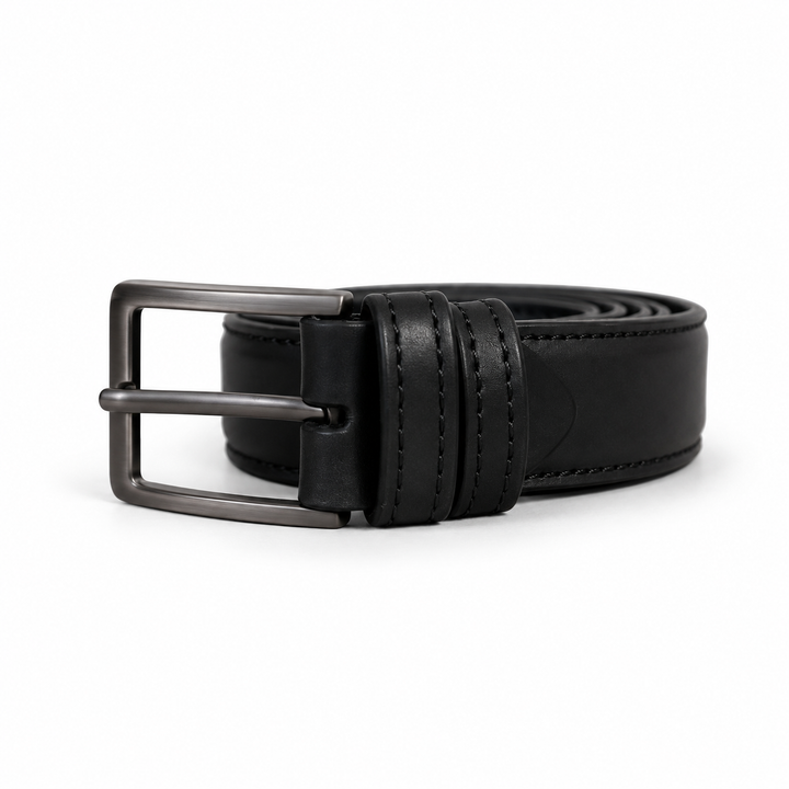 Matte Black Formal Leather Belt