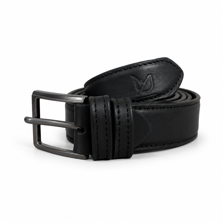 Matte Black Formal Leather Belt